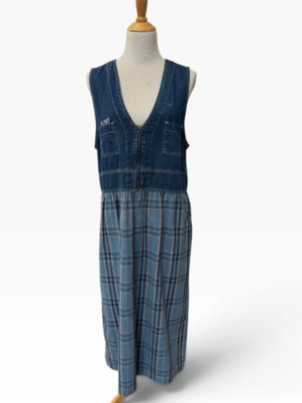 Vintage 90s Mom denim modest dress 14